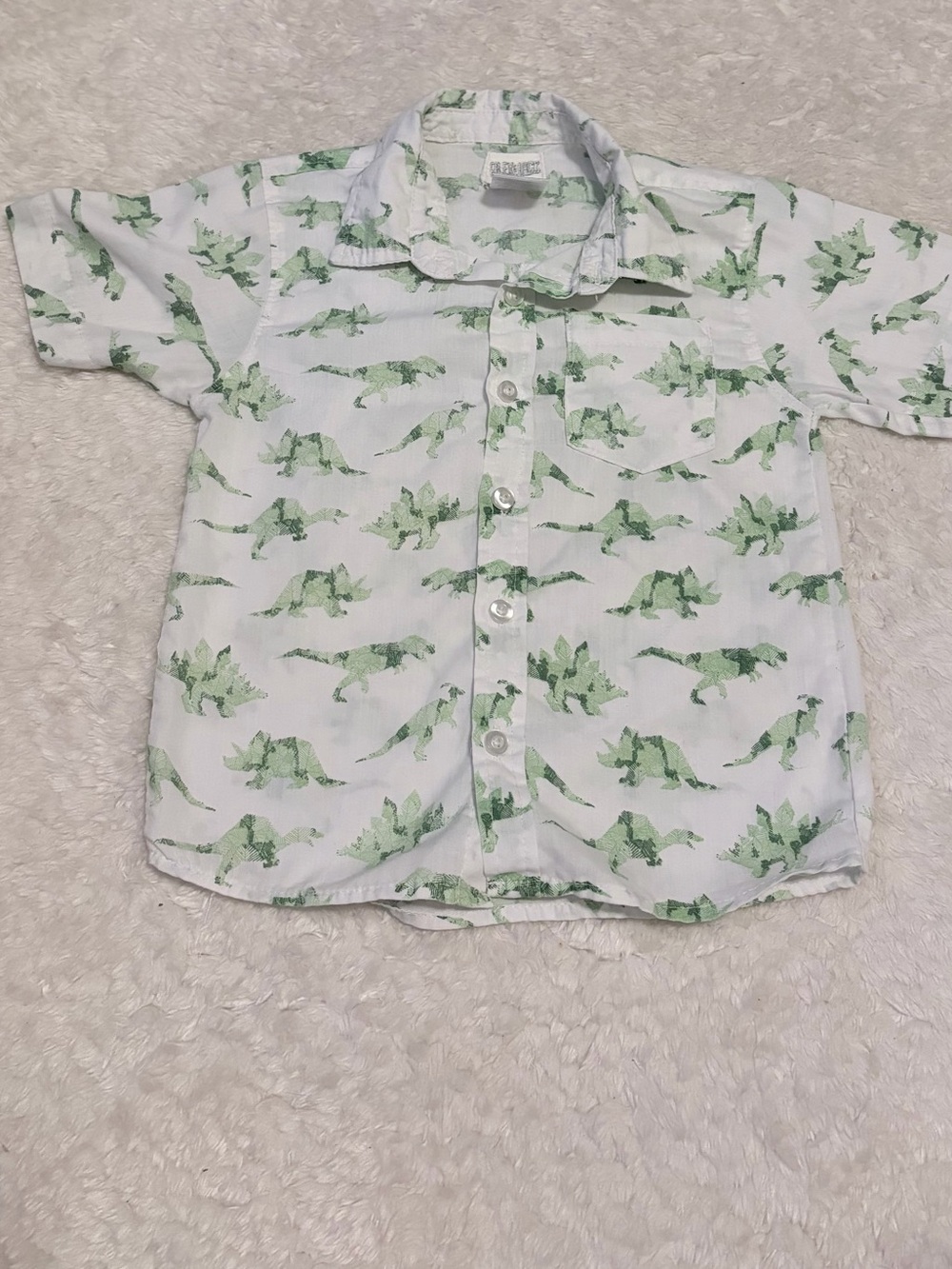 Alex & Jack White & Green Dinosaur Print Short-Sleeve Button-Down Shirt size 4T